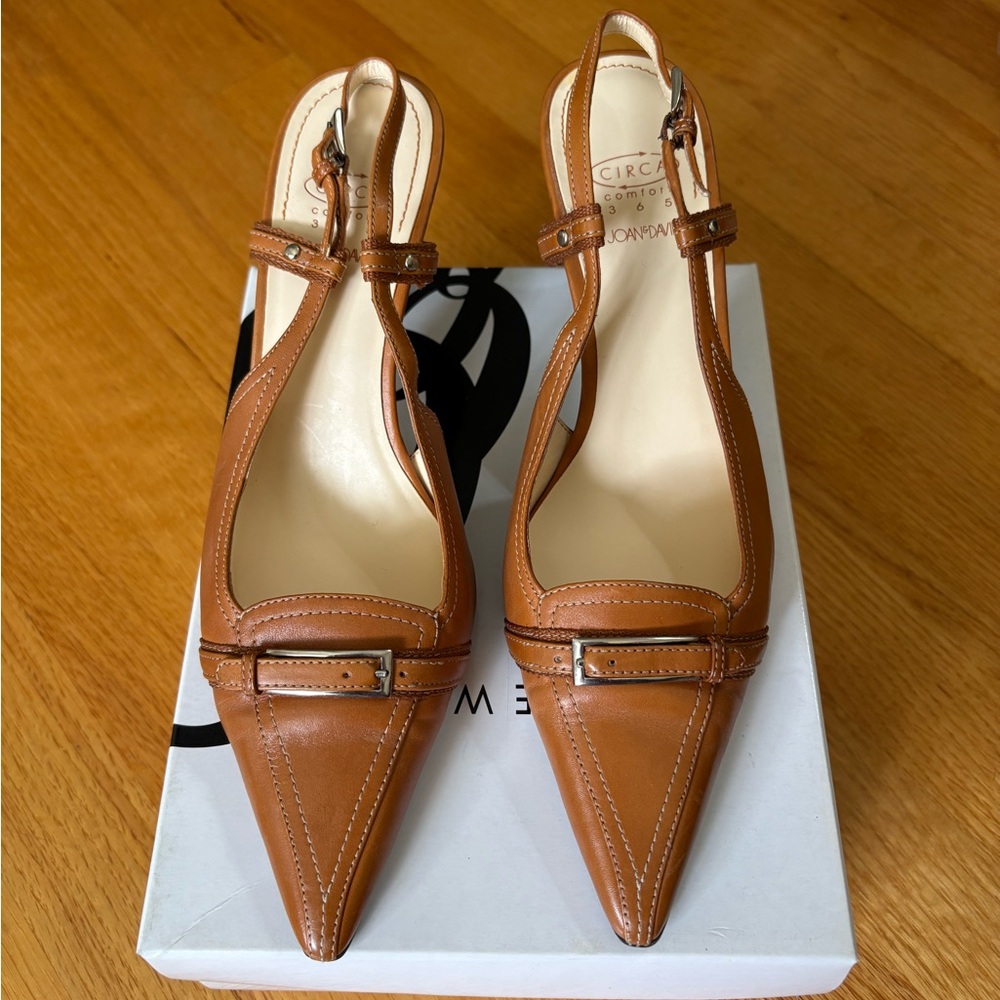 Joan & David Tan Slingback Kitten Heels